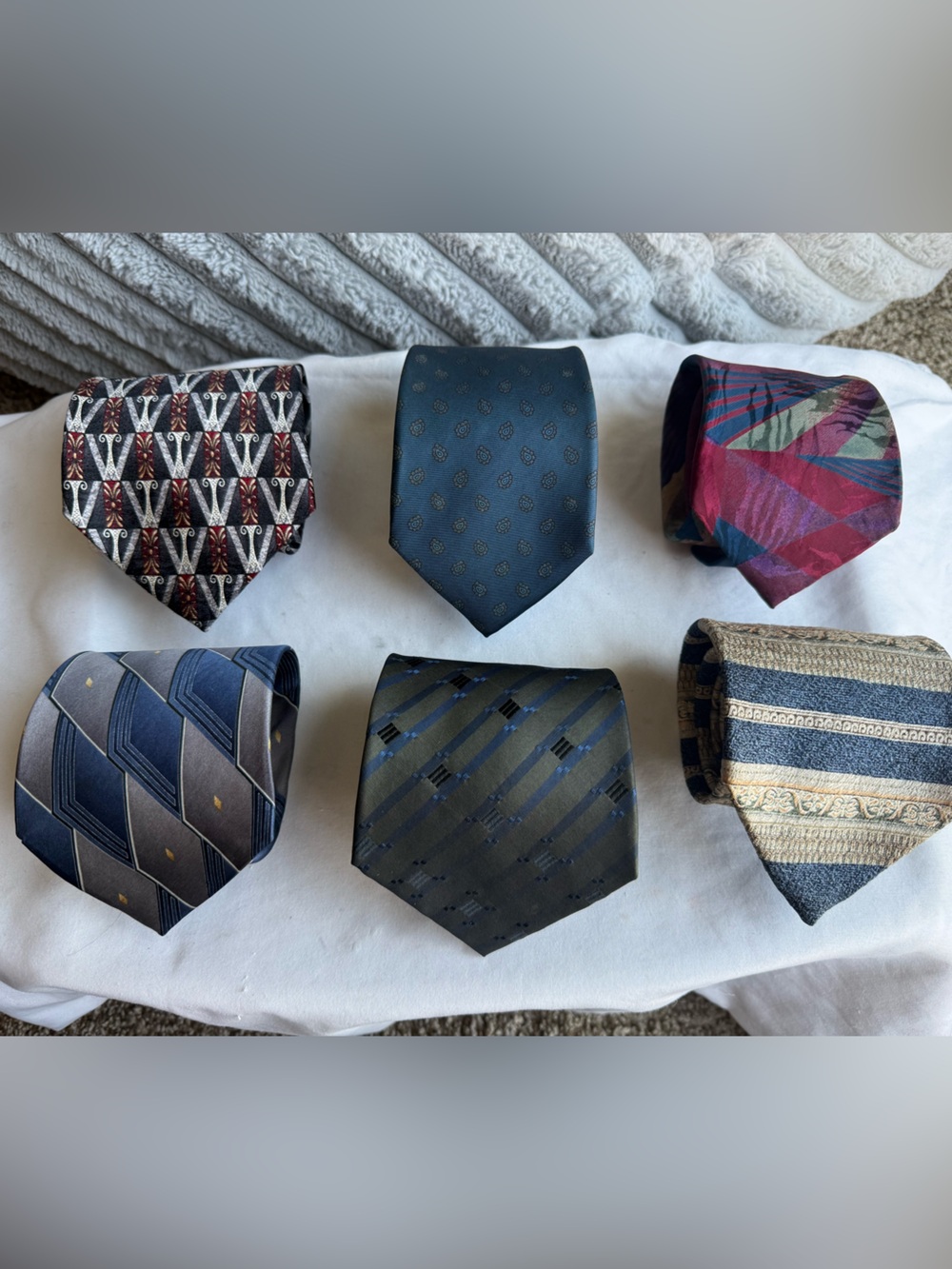 Vintage Retro All Silk Men's Neck Ties - Navy, Black, Gray, Burgundy, Teal